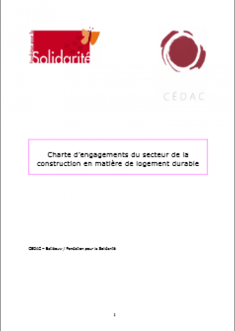 image couverture charte d'engagements du secteur de la construction en matière de logement durable